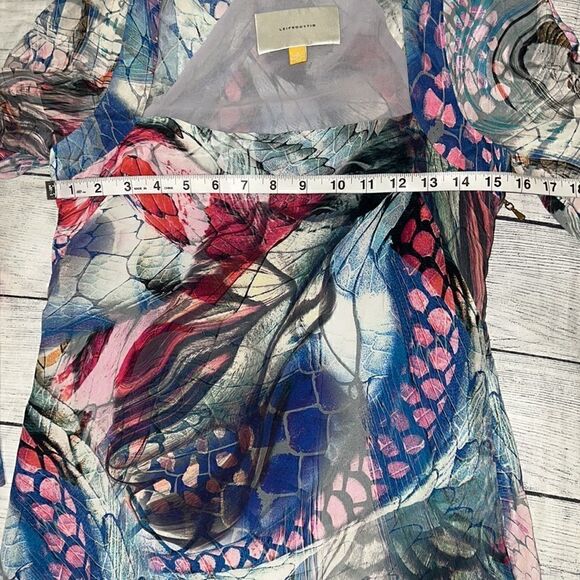 Anthropologie | Anthro Leifdottir Silk Bell Sleeve Square Neck Abstract Dress 0 - Picture 5 of 10